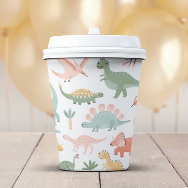 Vasos De Papel Copas de papel de dinosaurios (Dinosaur Theme Decor Paper Cups by Painted Paperie
)