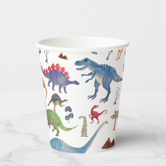 Vasos De Papel Copas de papel de dinosaurios | Fiesta prehistóric (Anverso)