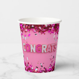 Vasos De Papel Copas de papel de "felicitaciones" a los glam rosa
