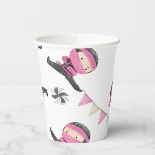 Vasos De Papel Copas de papel de Fiesta Ninja rosa