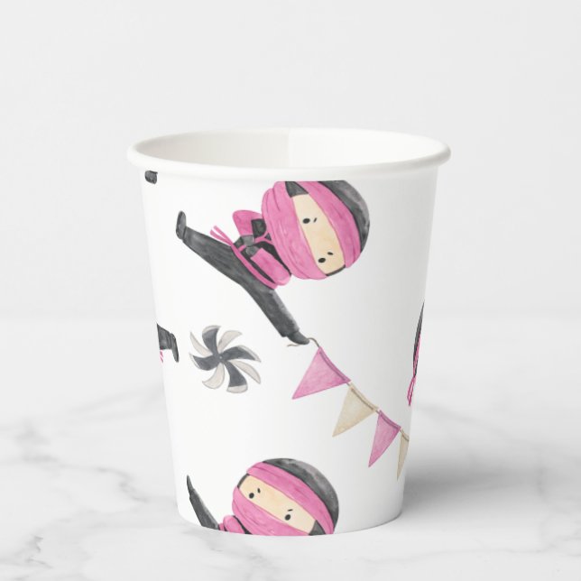 Vasos De Papel Copas de papel de Fiesta Ninja rosa (Izquierda)