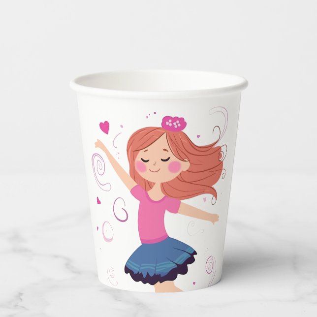 Vasos De Papel Copas de papel de la princesa bailarina Ballerina  (Reverso )