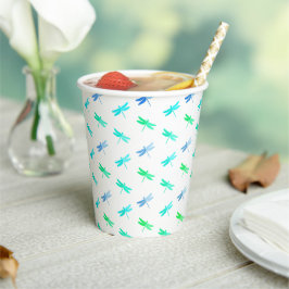 Vasos De Papel Copas de papel de natalidad verde y azul con libél