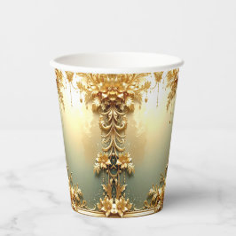 Vasos De Papel Copas de Papel de Ornamentos Florales Dorados para