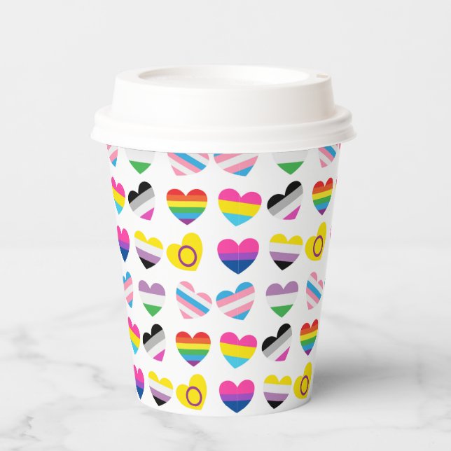 Vasos De Papel Copas de papel de Pride Hearts (Anverso)