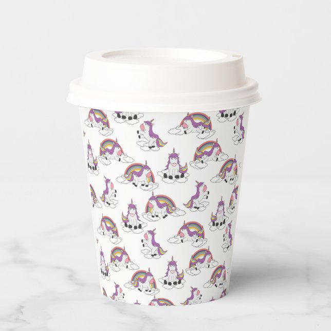 Vasos De Papel Copas de papel de Rainbow Unicorns (Anverso)