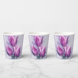 Vasos De Papel Copas de Papel de Tulipanes Morados