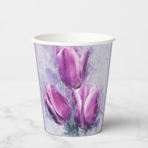 Copas de Papel de Tulipanes Morados