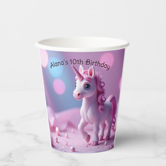 Vasos De Papel Copas de papel de Unicornio Pony Pink (Anverso)