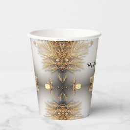 Vasos De Papel Copas de papel de vacaciones con decoración Gold ú