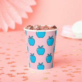 Vasos De Papel Copas de papel de verano con papel de manzana azul
