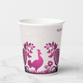 Vasos De Papel Copas de papel floral de Magenta Thankending Turke