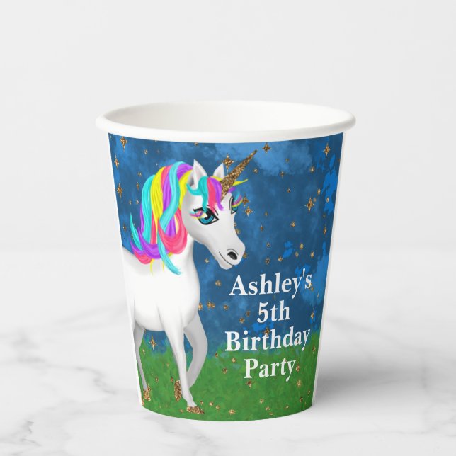 Vasos De Papel Copas de papel mágicas de unicornio (Anverso)