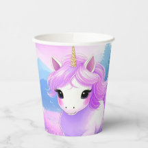 Copas de papel mágicas de unicornio