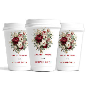 Vasos De Papel Copas de papel para boda Boho Blush Burgundy Gold