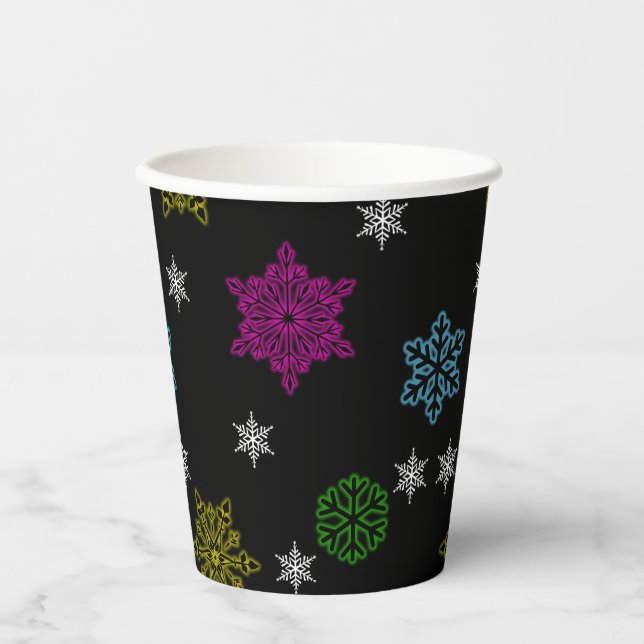 Vasos De Papel Copas Fiestas de copos de nieve brillantes - set 3 (Anverso)