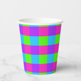 Vasos De Papel Copas Fiestas de Gingham brillantes - estilo 1