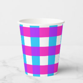 Vasos De Papel Copas Fiestas de Gingham brillantes - estilo 3