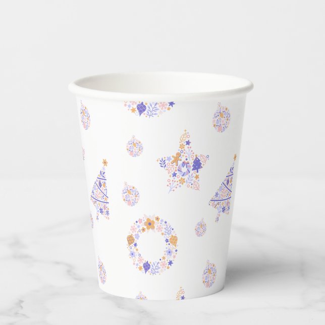 Vasos De Papel Copas Fiestas de Navidades púrpuras - set 3 (Anverso)