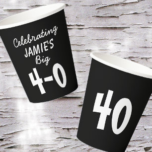 Vasos De Papel Copas personalizadas de papel negro 40 de cumplea