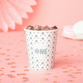 Vasos De Papel Copo de nieve 1er cumpleaños
