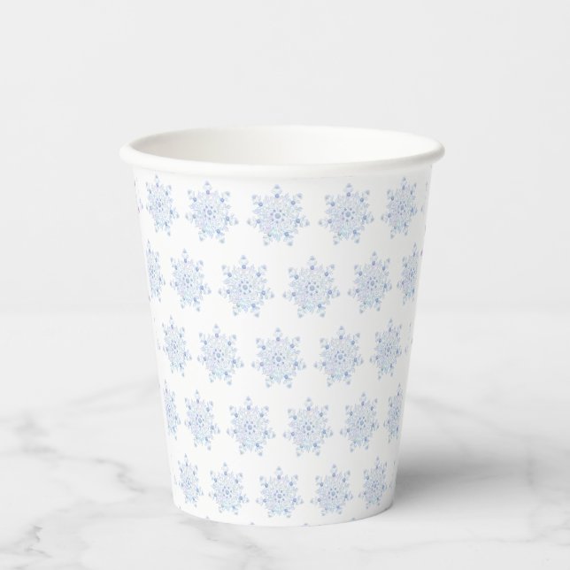Vasos De Papel Copo de nieve azul (Anverso)