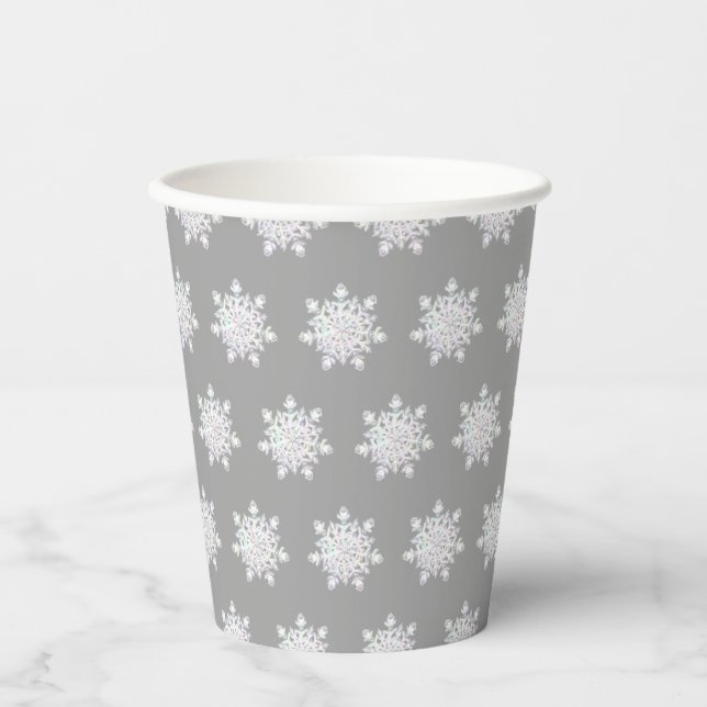 Vasos De Papel Copo de nieve blanco (Anverso)