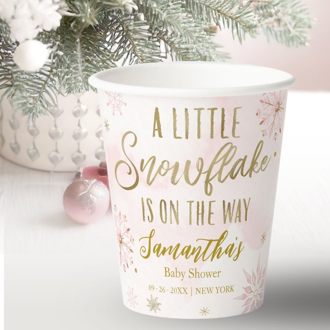 Vasos De Papel copo de nieve en camino Baby Shower (Subido por el creador)