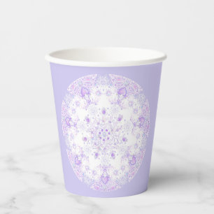 Vasos De Papel copo de nieve morado ligero y corazón brillante