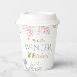 Vasos De Papel Copo de nieve Oro Rosado de Invierno de Onederland