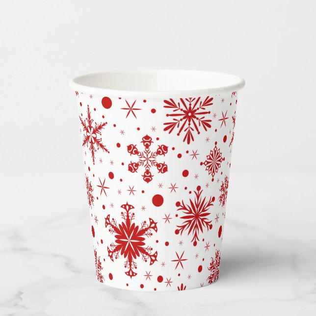 Vasos De Papel Copo de nieve rojo (Izquierda)