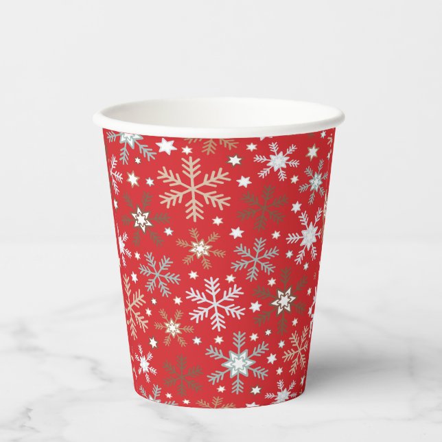 Vasos De Papel Copo de Nieve Rojo  (Anverso)