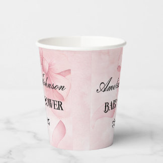 Vasos De Papel Coqueta de cinta rosa Baby Shower Rubor para chica
