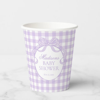 Vasos De Papel Coqueta de Encaje Morado para Baby Shower