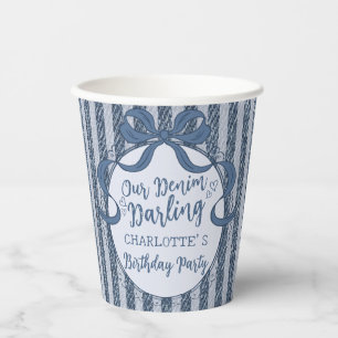 Vasos De Papel Coqueta de mezclilla lazo Cumpleaños de bebé en je
