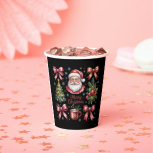 Vasos De Papel Coqueta Navidad Roja Retro Navideña Fiesta de Navi
