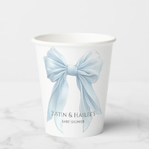 Vasos De Papel Coquette Baby Shower Chica de Blue Bow personaliza