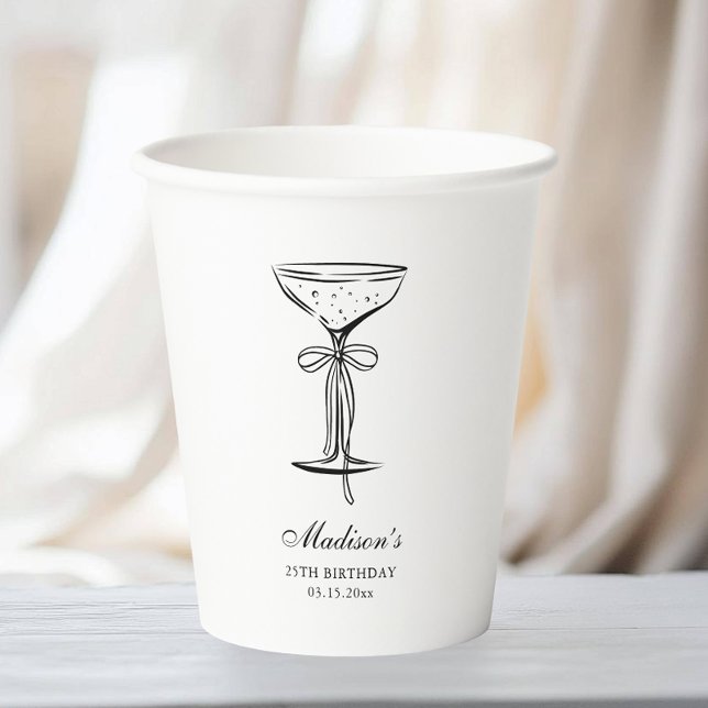 Vasos De Papel Coquette Champagne Blanco Moderno (Subido por el creador)