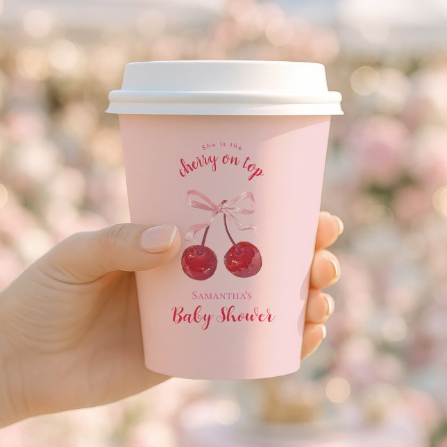 Vasos De Papel Coquette Cherry en Top Baby Shower (Subido por el creador)
