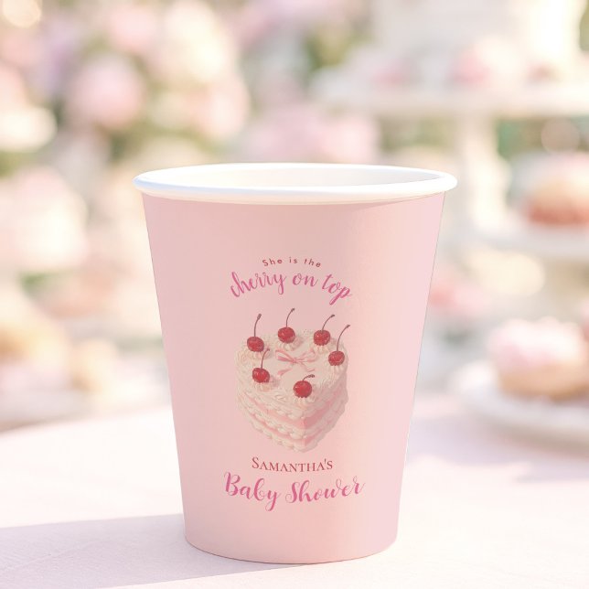 Vasos De Papel Coquette Cherry en Top Cake Baby Shower (Subido por el creador)