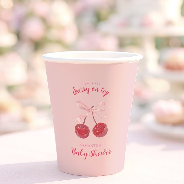 Vasos De Papel Coquette Cherry en Top Cake Baby Shower (Subido por el creador)