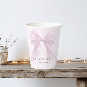 Vasos De Papel Coquette Chica de Bow rosa personalizada Baby Show