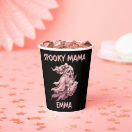Vasos De Papel Coquette de Mamá Fantasma Rosa Personalizada Espel