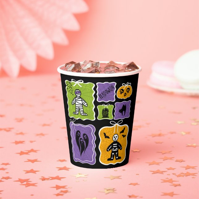 Vasos De Papel Coquette de Mamá Monstruosa de Halloween (in situ)