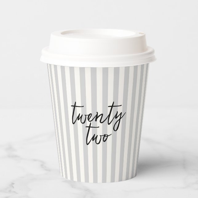 Vasos De Papel Coquette Disco Ball & Black Bow Gray Stripes (Anverso)