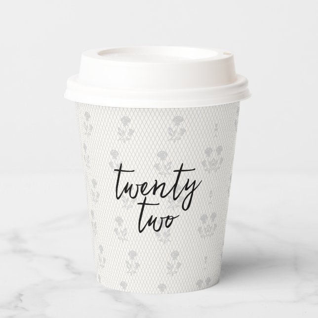 Vasos De Papel Coquette Disco Ball & Black Bow Lace Cumpleaños (Anverso)