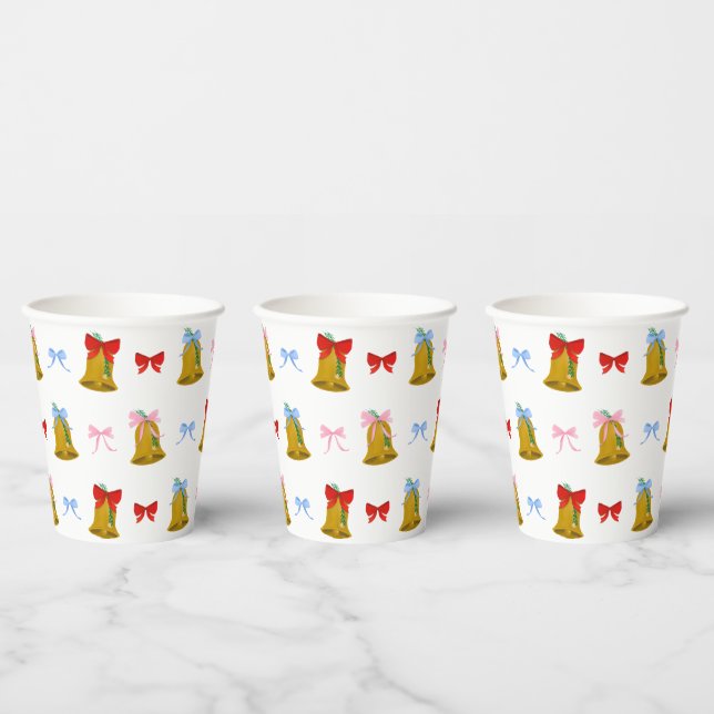Vasos De Papel Coquette Navidades Bells y Bows Classic (Multi)