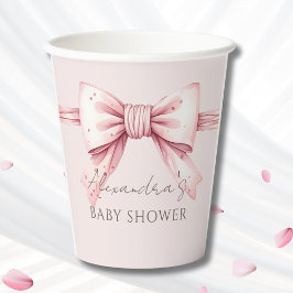 Vasos De Papel Coquette Pink Bow Baby Shower