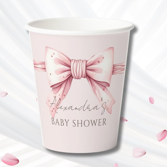 Vasos De Papel Coquette Pink Bow Baby Shower (Subido por el creador)