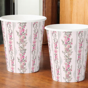 Vasos De Papel Coquette Pink ?Shabby Chick Love Shack Girly Toile